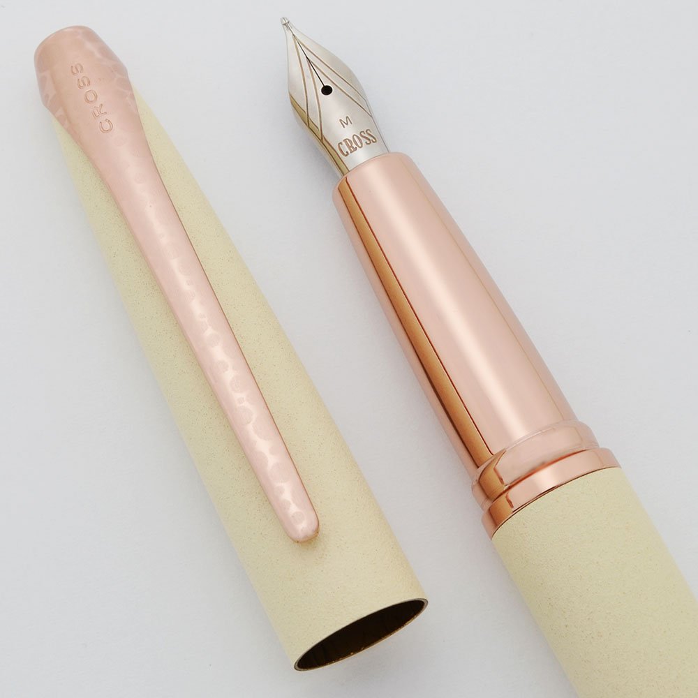 Cross ATX Fountain Pen - Matte Champagne White, Rose Gold Trim